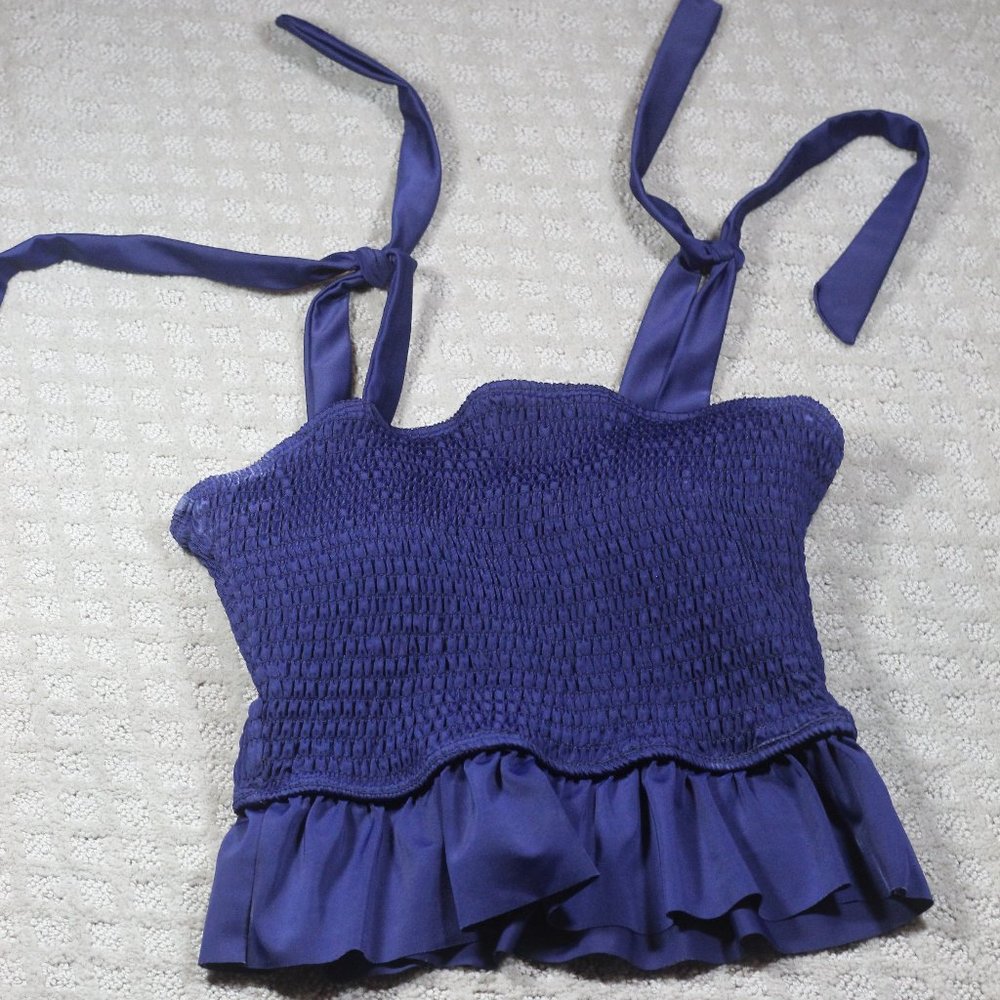 Super Cute & Unique! Journey Five Size Small Smocked Navy Blue Tankini
